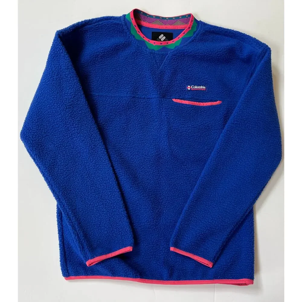 Columbia Wapitoo Fleece Blue Retro Sweatshirt AM0275-410 Men’s Size S/P